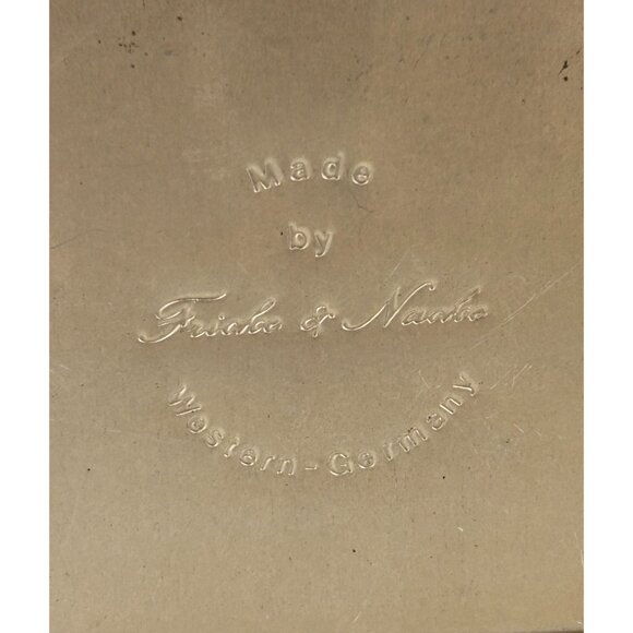 Fricke & Nacke Metal Tin Coin Trinket Box Western Germany Red Gold Tone Vintage - Picture 15 of 15